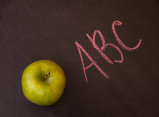 Apples on the chalkboard.
