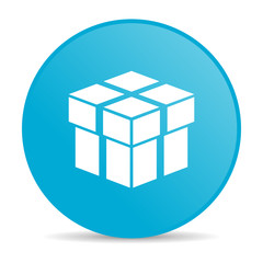 box blue circle web glossy icon