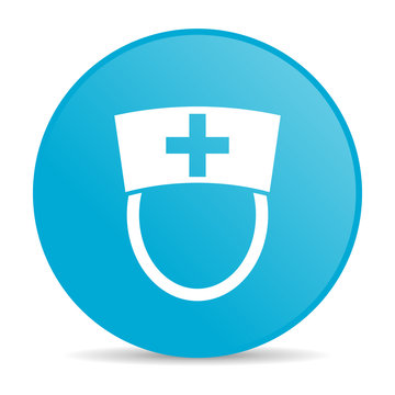 nurse blue circle web glossy icon