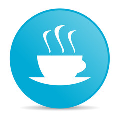 coffee blue circle web glossy icon
