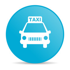 taxi blue circle web glossy icon