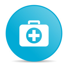 first aid kit blue circle web glossy icon