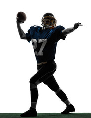 Fototapeta na wymiar quarterback american throwing football player man silhouette