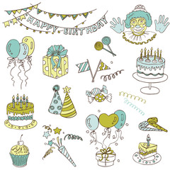 Fototapeta premium Scrapbook Design Elements - Birthday Party Set - in vector