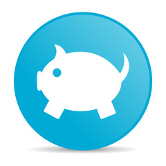 piggy bank blue circle web glossy icon