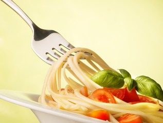 fork with spaghetti