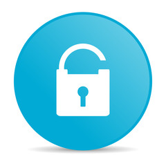 padlock blue circle web glossy icon