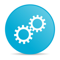 gears blue circle web glossy icon