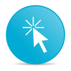 click here blue circle web glossy icon