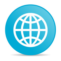 earth blue circle web glossy icon