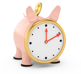piggybank with clock face