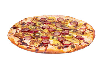 Tutti-frutti pizza, on white background