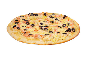 To Salmon pizza, on white background