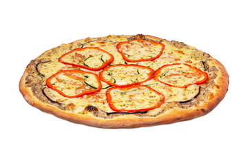 vegetarian pizza on white background