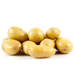 Fresh potatoes on a white background.