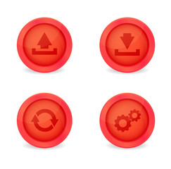 Computer signs on glossy icons