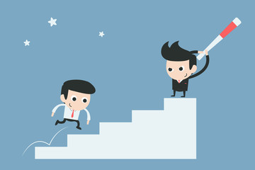 man beating  recruit over success graph