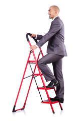 Businessman in career ladder concept