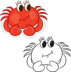 Crabe de dessin animé. Livre de coloriage. Illustration vectorielle
