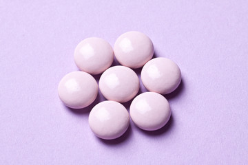 vitamin pills isolated on pastel background 