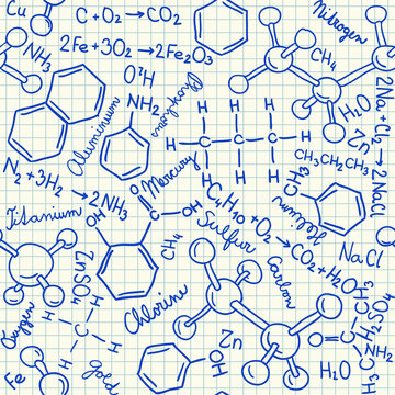 Chemical doodles seamless pattern