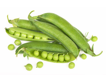 Green peas in stryuchka isolated on the white