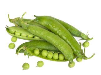 Green peas in stryuchka isolated on the white