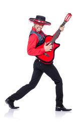 Guitar player isolated on the white