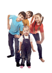Portrait of happy children on a white background