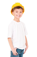 Boy in hard hat