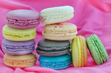 dessert on pink fabric