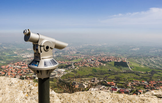 Rimini view from San Marino fortress - Adriatic Coast, Italy