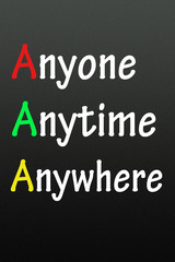 anyone,anytime and anywhere symbol