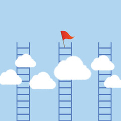 Concept business clouds with ladders - 51675999