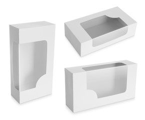 cardboard box with a transparent plastic window