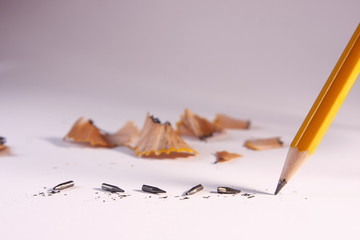 Pencil with Broken Leads and Shavings
