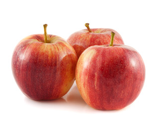 Isolated three red apple on a white background