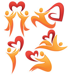 vector collection of abstract people and hearts in their hearts