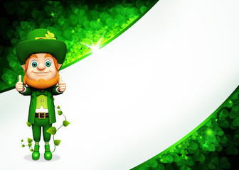 Leprechaun for st patrick's day with best luck sign
