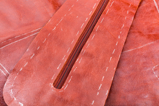 cutting of brown leather