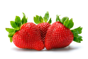 strawberries over white background