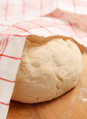 Dough on wooden board