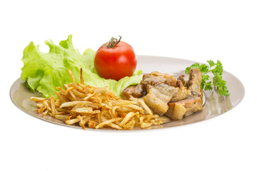 Fried potato with pork edge