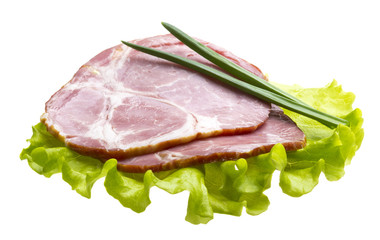 Bacon with salad leaves