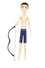 3d render of cartoon character with bow