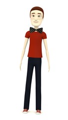 3d render of cartoon character with bow tie