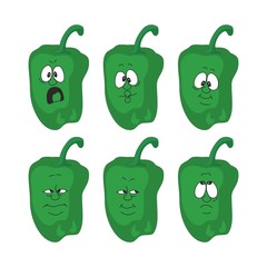 Emotion cartoon green pepper vegetables set 003