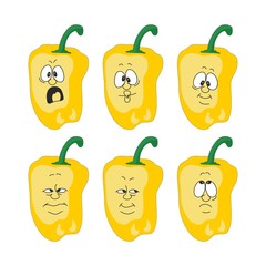 Emotion cartoon yellow pepper vegetables set 003