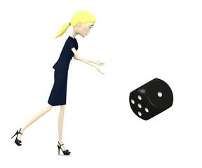 3d render of cartoon character with dice