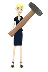 3d render of cartoon character with hammer - for stonework
